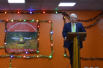 Conservative Party Chairman Patrick McLoughlin gives a speech at the Geeta Bhawan temple in Derby