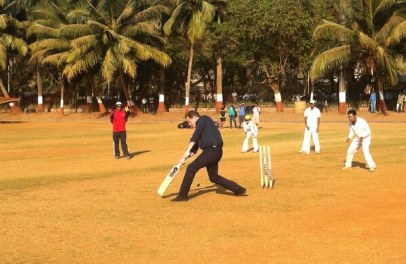 David Cameron playing cricket
